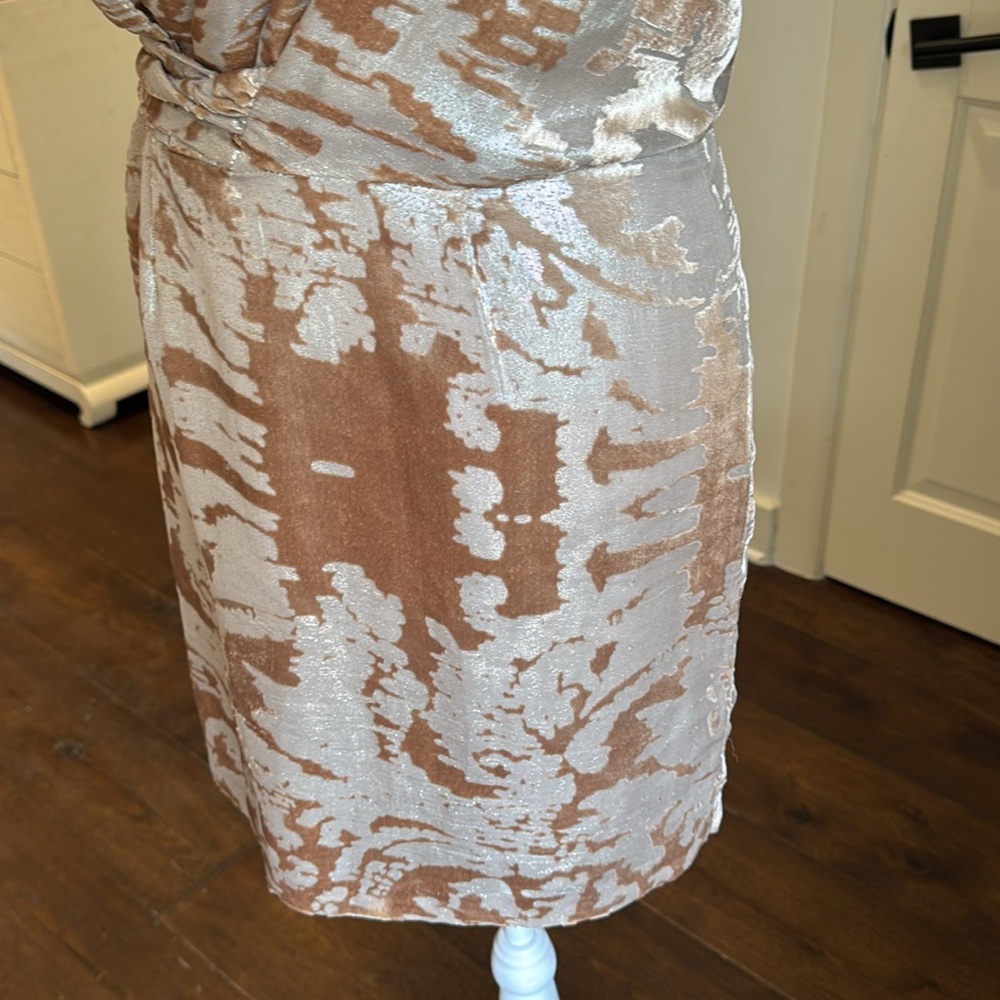 Cynthia Steffe - Josie Burnout Blush & Champagne Gold Metallic Dress - Size: 2 - Picture 6 of 9